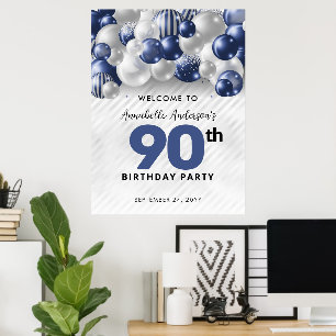 Affiche Bienvenue 90e anniversaire ballon bleu marine arge