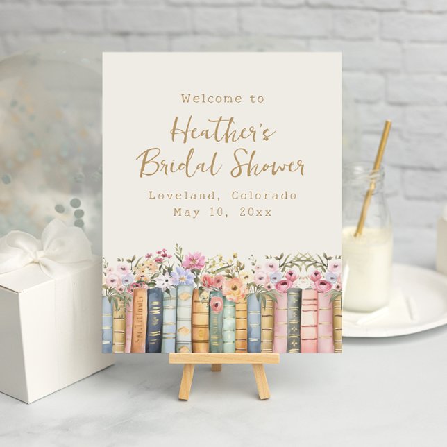 Affiche Bienvenue à A New Chapter Books (A New Chapter Wildflower Books Welcome Poster by Painted Paperie
)