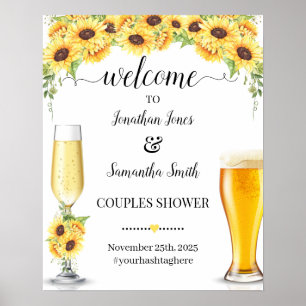 Affiche Bienvenue à bulles et bières tournesols douche