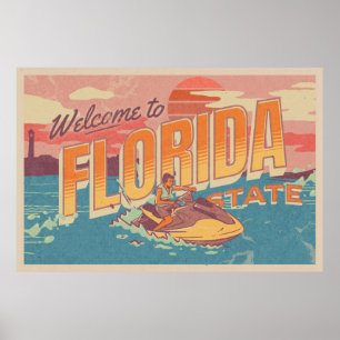 Affiche Bienvenue à florida retro carte postale vintage