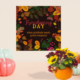 Affiche Bienvenue à Friendsgiving botanique d'automne luna