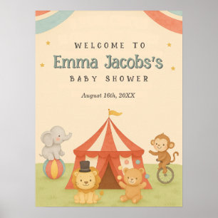 Affiche Bienvenue à la Baby Shower 3 Anneaux de Cirque