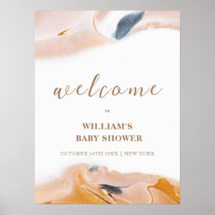 Affiche Bienvenue à la baby shower Abstrait Rustique Moder