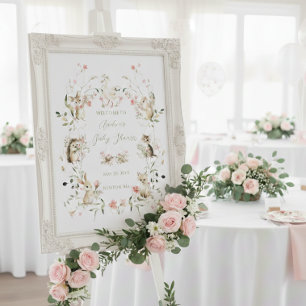 Affiche Bienvenue à la Baby Shower Animaux de la Forêt de 