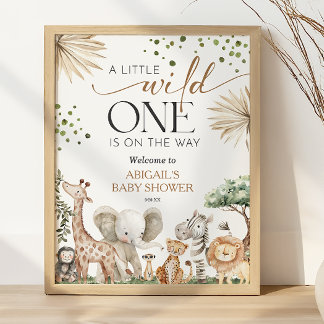 Affiche Bienvenue à la Baby Shower Animaux de Safari pour