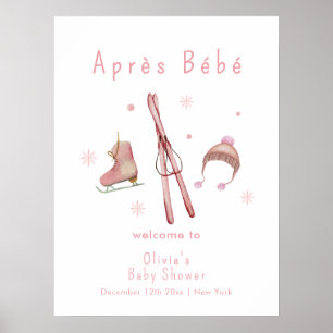 Affiche Bienvenue à la Baby Shower Après Bébé Ski Hiver Ro