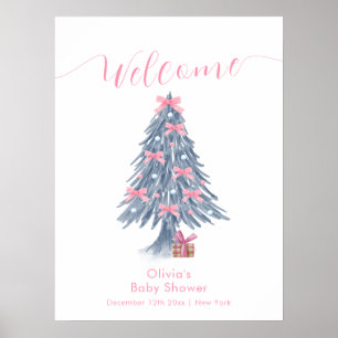 Affiche Bienvenue à la Baby Shower Arbre de Noël avec Ruba