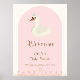 Affiche Bienvenue à la Baby Shower Arc Boho Rose Princesse