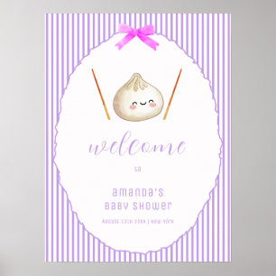 Affiche Bienvenue à la Baby Shower Asian Dumpling Arc-en-c