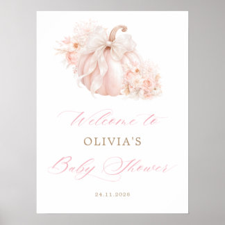 Affiche Bienvenue à la Baby Shower au Ruban de Citrouille 