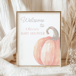 Affiche Bienvenue à la Baby Shower automnale aquarelle ora
