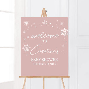 Affiche Bienvenue à la Baby Shower aux Flocons de Neige Ro