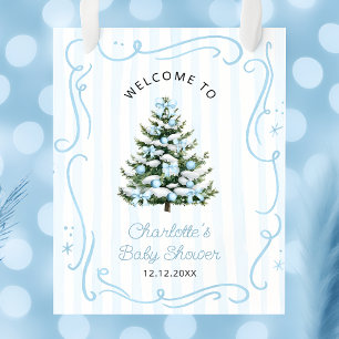 Affiche Bienvenue à la Baby Shower avec un Arbre de Noël d