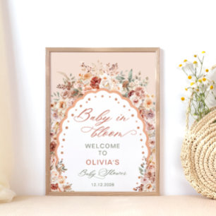 Affiche Bienvenue à la Baby Shower Baby in Bloom Boho Flor