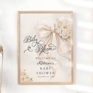 Affiche Bienvenue à la Baby Shower Baby in Bloom Élégant R