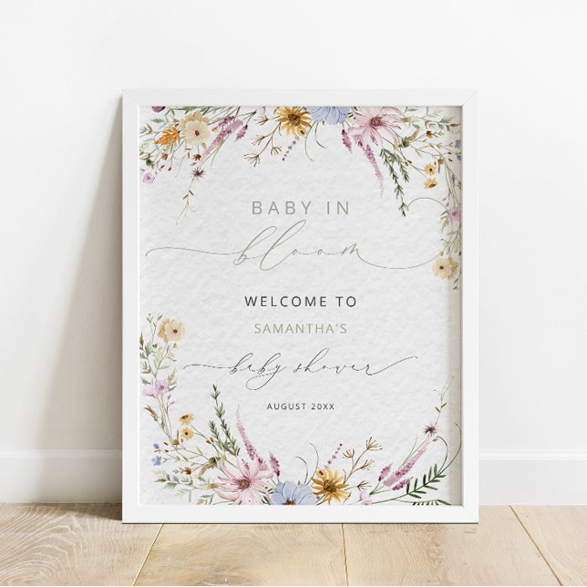 Affiche Bienvenue à la Baby Shower Baby in Bloom Wildflowe (Créateur téléchargé)