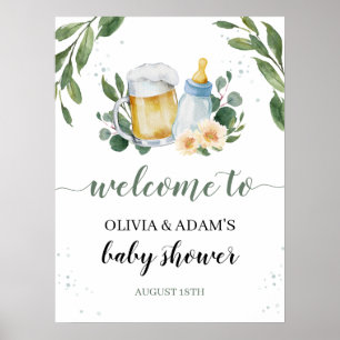 Affiche Bienvenue à la Baby Shower Baby Is Brewing Greener