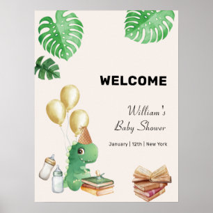 Affiche Bienvenue à la Baby Shower Ballon Bébé Livre de Co