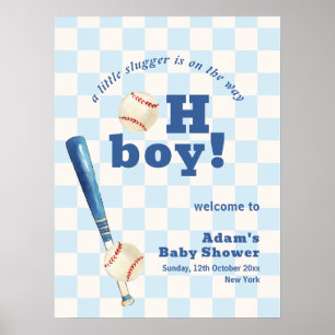 Affiche Bienvenue à la Baby Shower Batteur de Baseball à C