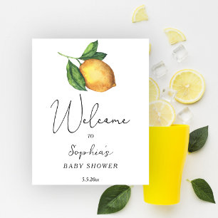 Affiche Bienvenue à la baby shower bébé agrume citron