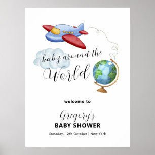 Affiche Bienvenue à la Baby Shower «Bébé autour du monde e