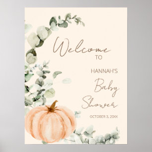 Affiche Bienvenue à la Baby Shower Bébé Citrouille d'Autom