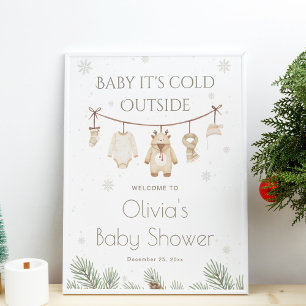 Affiche Bienvenue à la Baby Shower Bébé fait froid dehors