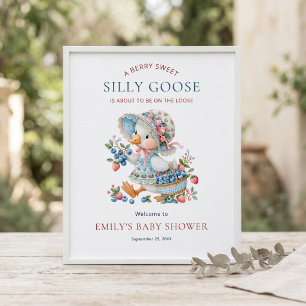 Affiche Bienvenue à la Baby Shower Berry Sweet Silly Goose