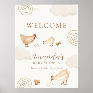 Affiche Bienvenue à la Baby Shower Bientôt un poussin Boho