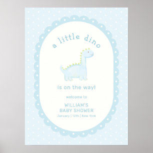 Affiche Bienvenue à la Baby Shower Blue Boy Dinosaure Préh
