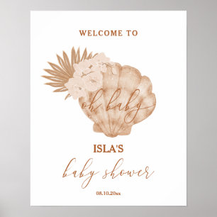 Affiche Bienvenue à la Baby Shower Bohème Coquillages