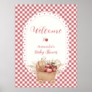 Affiche Bienvenue à la Baby Shower Bohème Gingham Rustique
