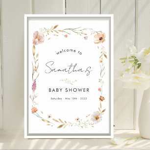 Affiche Bienvenue à la Baby Shower Boho Fleur