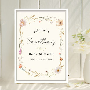 Affiche Bienvenue à la Baby Shower Boho Flower