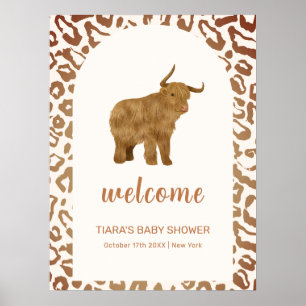 Affiche Bienvenue à la Baby Shower Boho Sainte Vache Weste