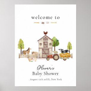Affiche Bienvenue à la Baby Shower Boho Vintage Tracteur F