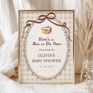 Affiche Bienvenue à la Baby Shower Bun in the Oven Gingham