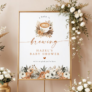 Affiche Bienvenue à la Baby Shower Café, Bébé est en train