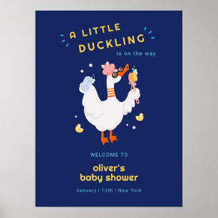 Affiche Bienvenue à la Baby Shower Canard à Bulle Drôle