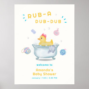 Affiche Bienvenue à la Baby Shower Canard Rub A Dub Dub Ba