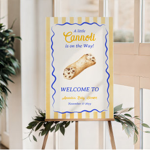 Affiche Bienvenue à la Baby Shower Cannoli Jaune Bleu Ital