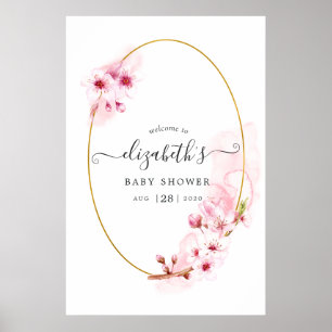 Affiche Bienvenue à la Baby Shower Cerisiers en Fleurs