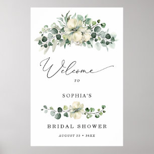 Affiche Bienvenue à la Baby Shower Champêtre Eucalyptus
