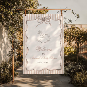 Affiche Bienvenue à la Baby Shower Cheval à Bascule Neutre