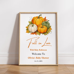 Affiche Bienvenue à la Baby Shower Citrouille Coup de Foud