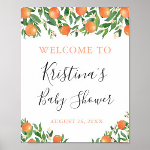 Affiche Bienvenue à la Baby Shower Citrus Charcoal Little 
