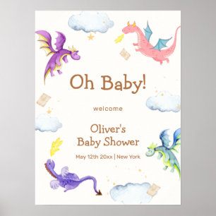 Affiche Bienvenue à la Baby Shower Conte de Fées Magique D