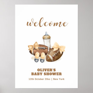 Affiche Bienvenue à la Baby Shower de Football Touchdown N