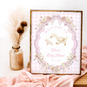 Affiche Bienvenue à la Baby Shower de la Fille aux Fleurs