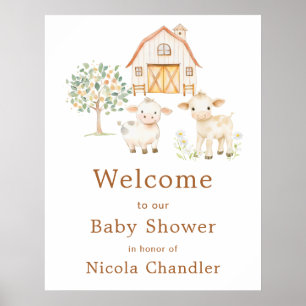 Affiche Bienvenue à la Baby Shower de la grange de la ferm
